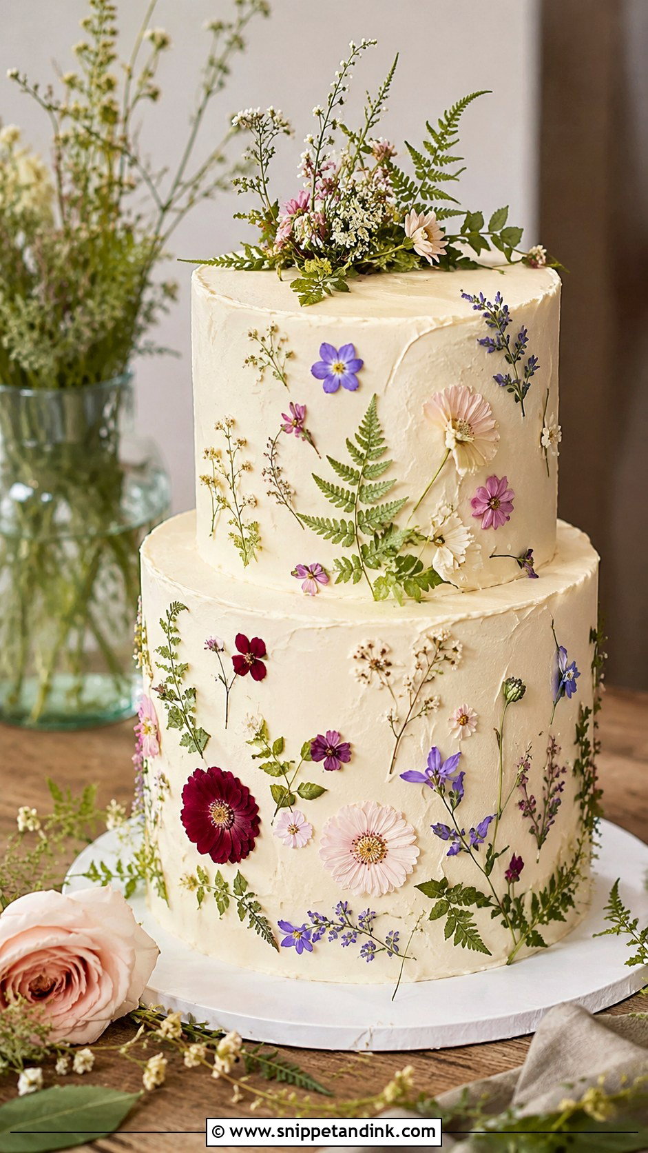 Wildflower Woodland Wedding Cake - Snippet and Ink - 20 Woodlands Cake Ideas for Wedding