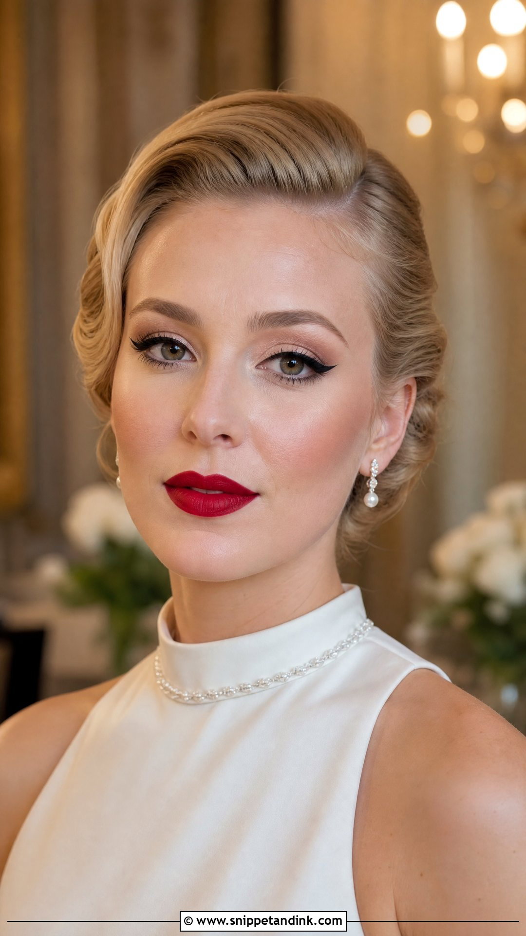 Winged Liner And Red Lip Wedding Makeup - Snippet and Ink - 20 Cat Eye Wedding Makeup Ideas