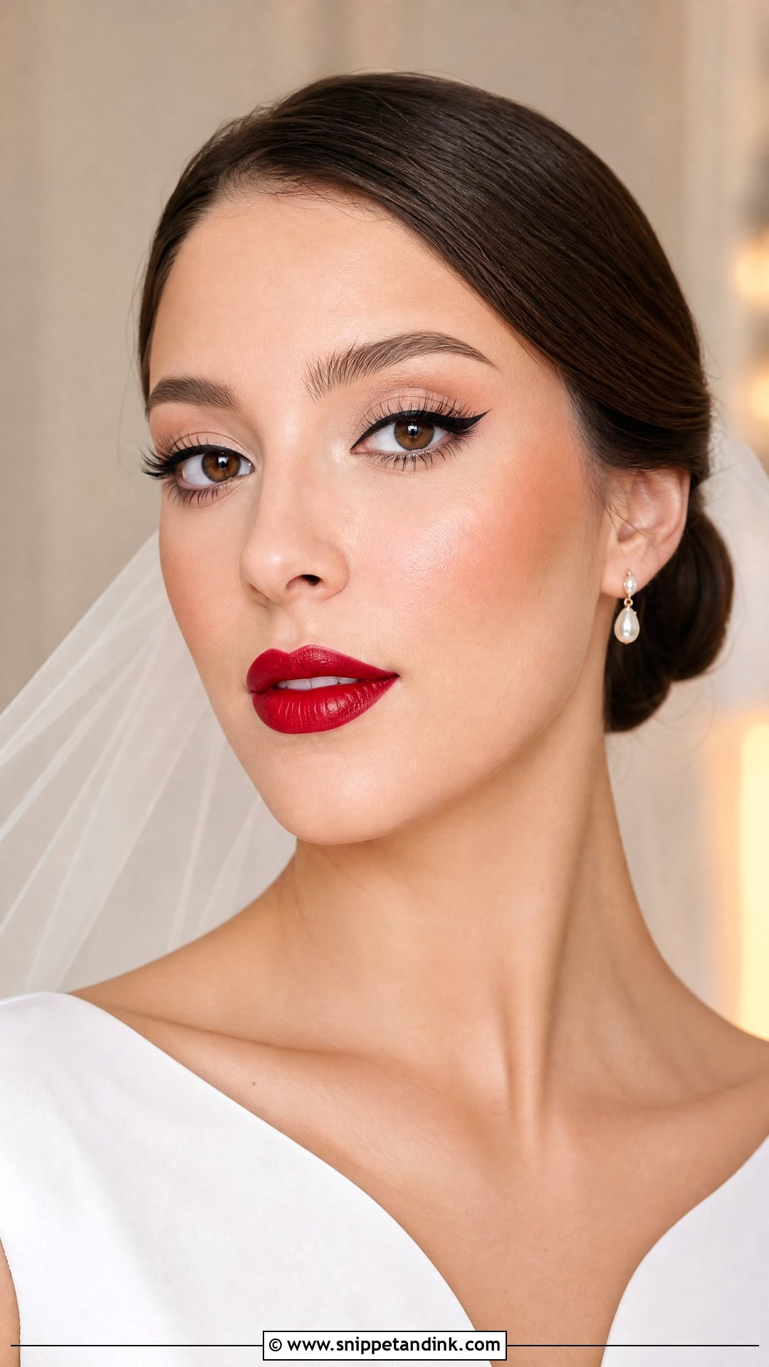 Winged Liner Bridal Makeup With Red Lips - Snippet and Ink - 25 Bridal Makeup with Red Lips