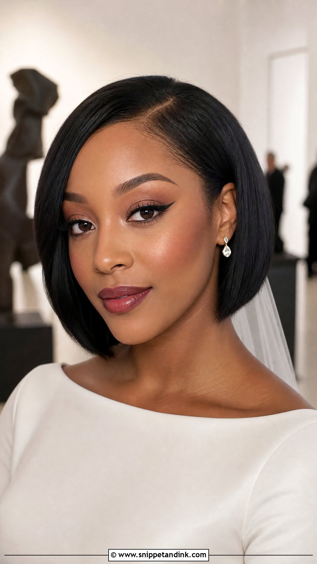 Winged Liner Wedding Makeup For Black Women - Snippet and Ink - 20 Black Woman Wedding Makeup Ideas