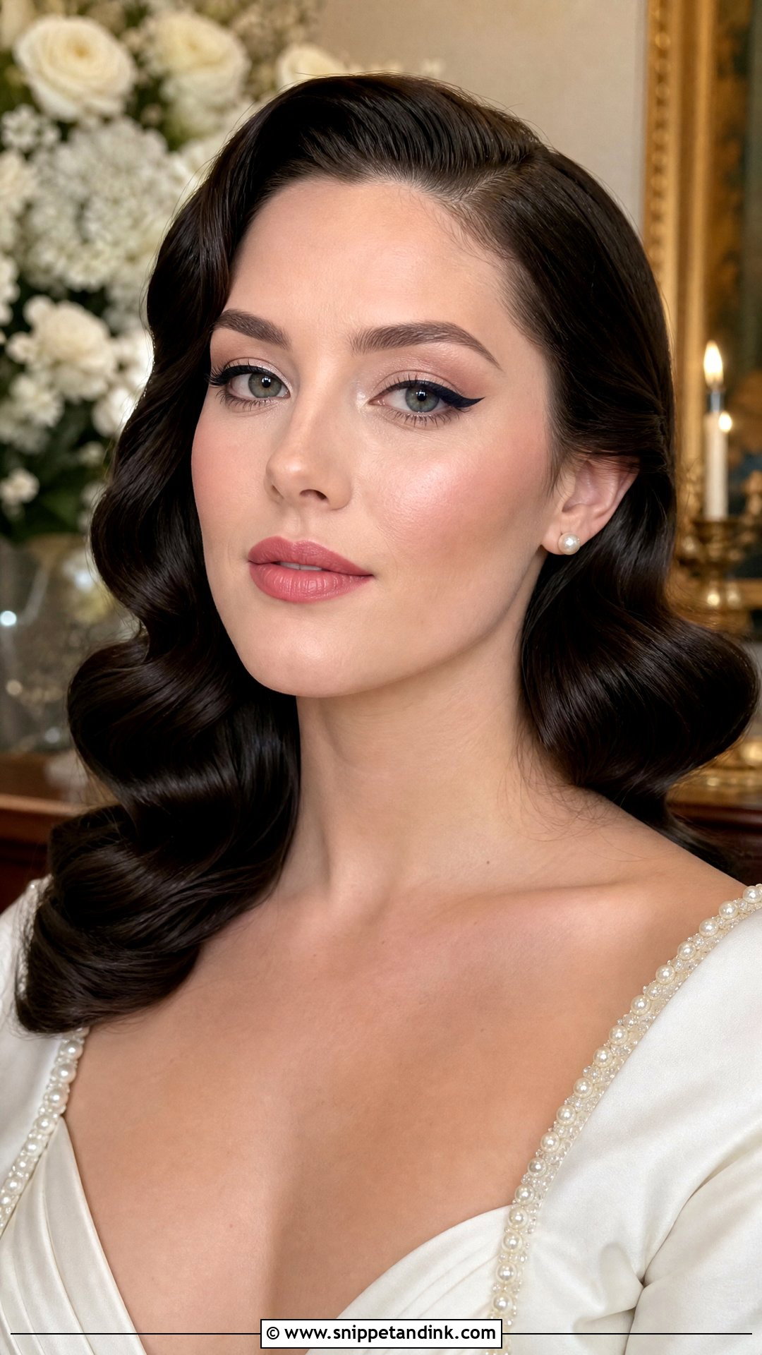 Winged Liner Wedding Makeup With Vintage Waves - Snippet and Ink - 20 Wedding Makeup and Hair Ideas