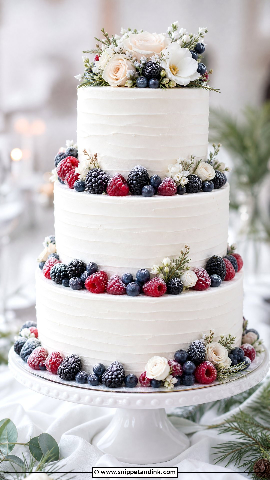 Winter Berry Wedding Cake - Snippet and Ink - 20 Winter Wedding Cake Ideas