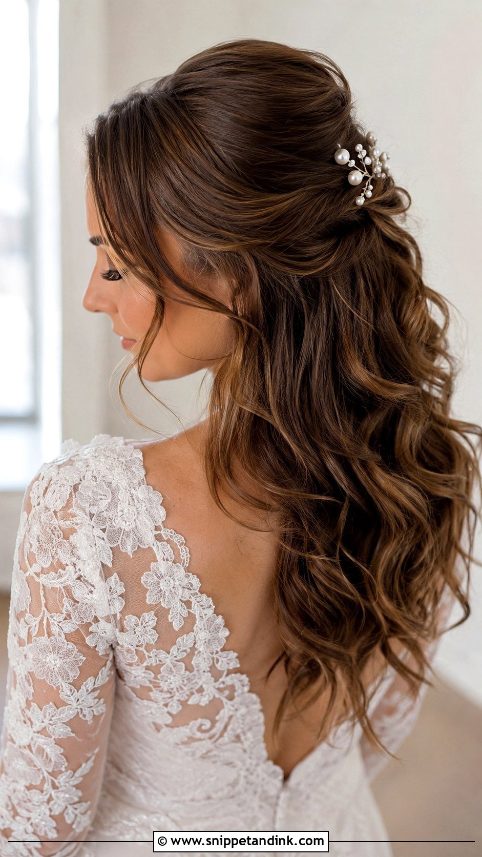 Winter Bridal Half Up Half Down Hair - Snippet and Ink - 15 Winter Bridal Hair Ideas