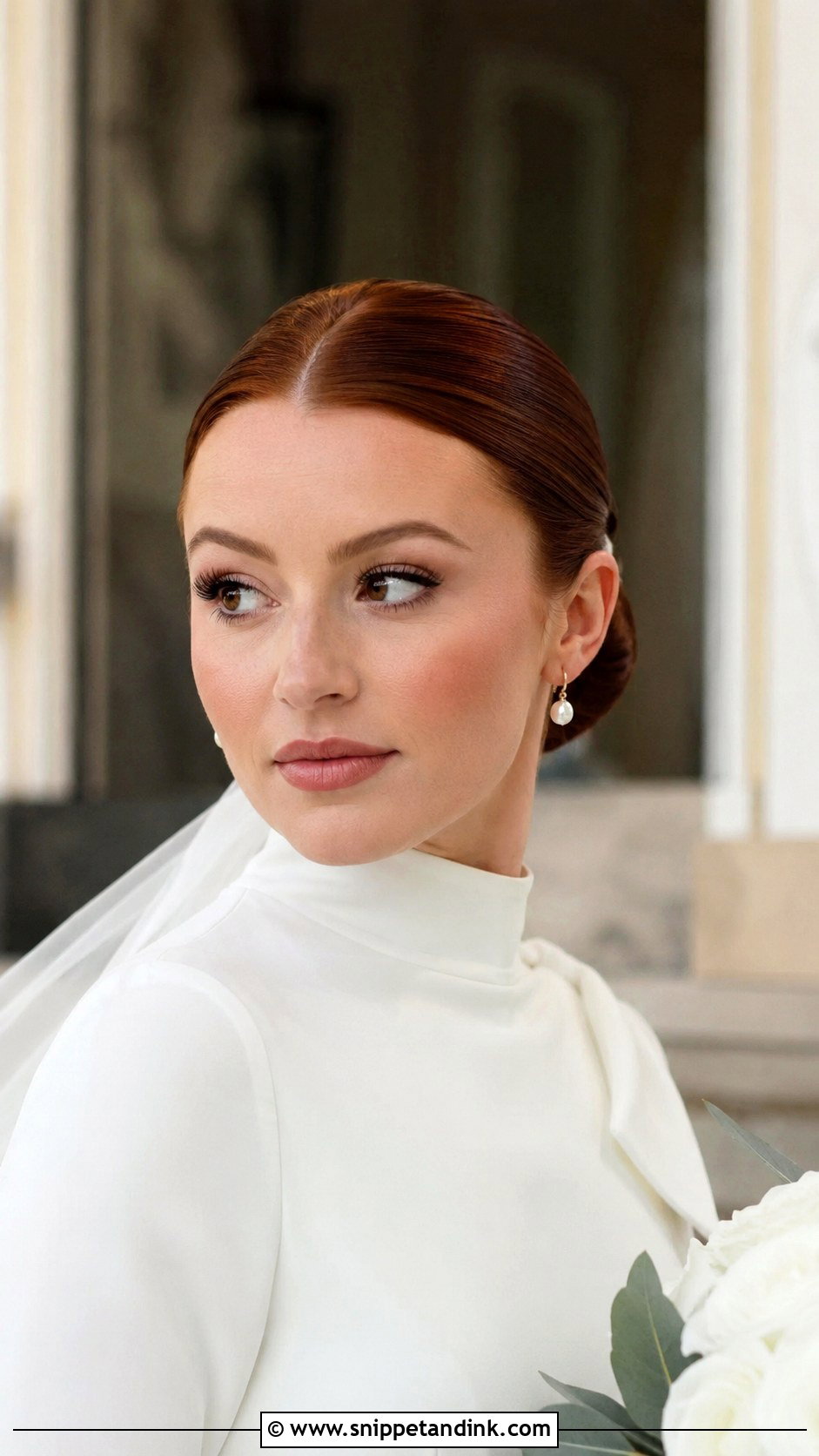 Winter Bridal Sleek Bun - Snippet and Ink - 15 Winter Bridal Hair Ideas