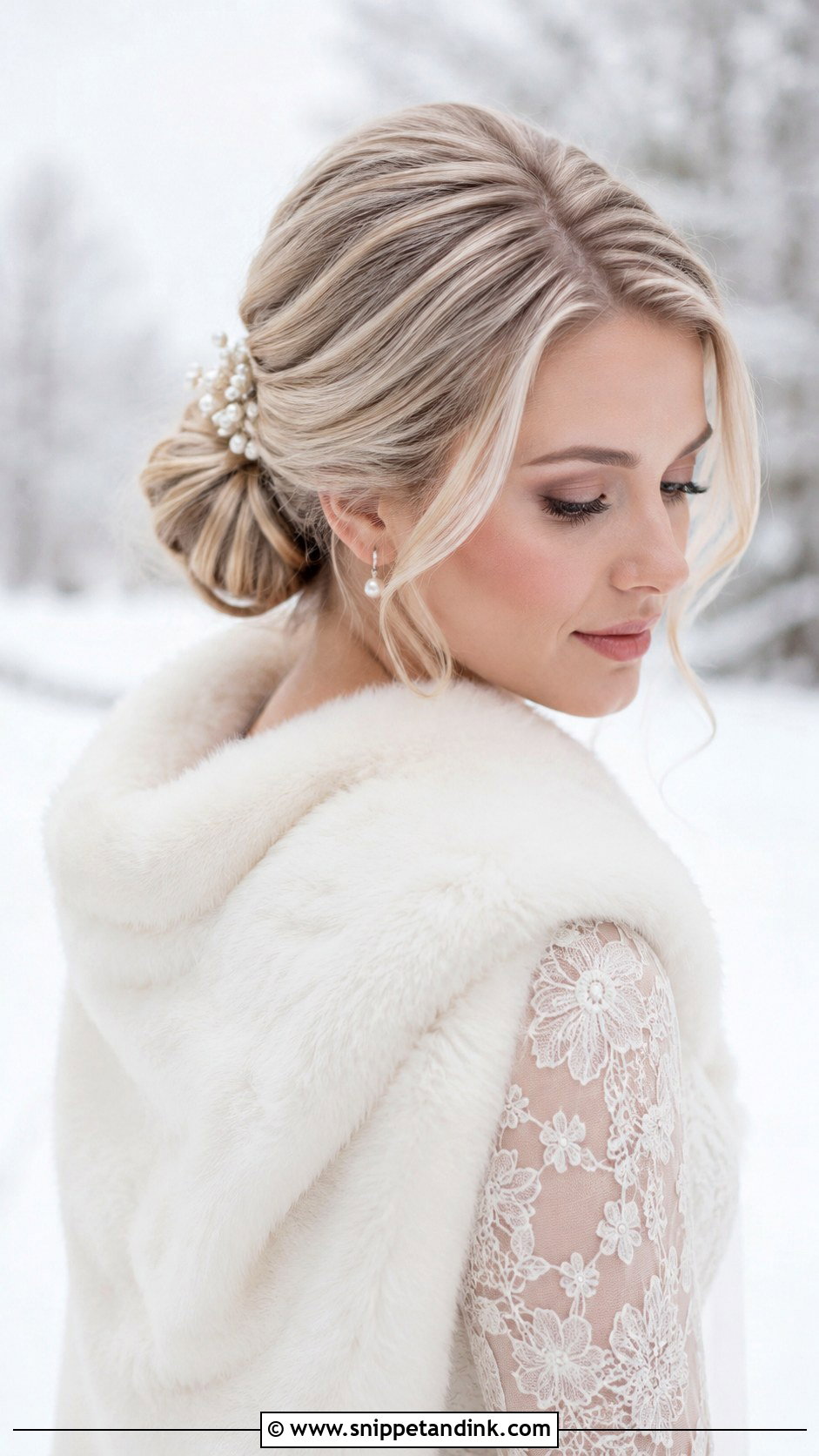 Winter Bride Low Chignon - Snippet and Ink - 15 Winter Bride Hairstyles