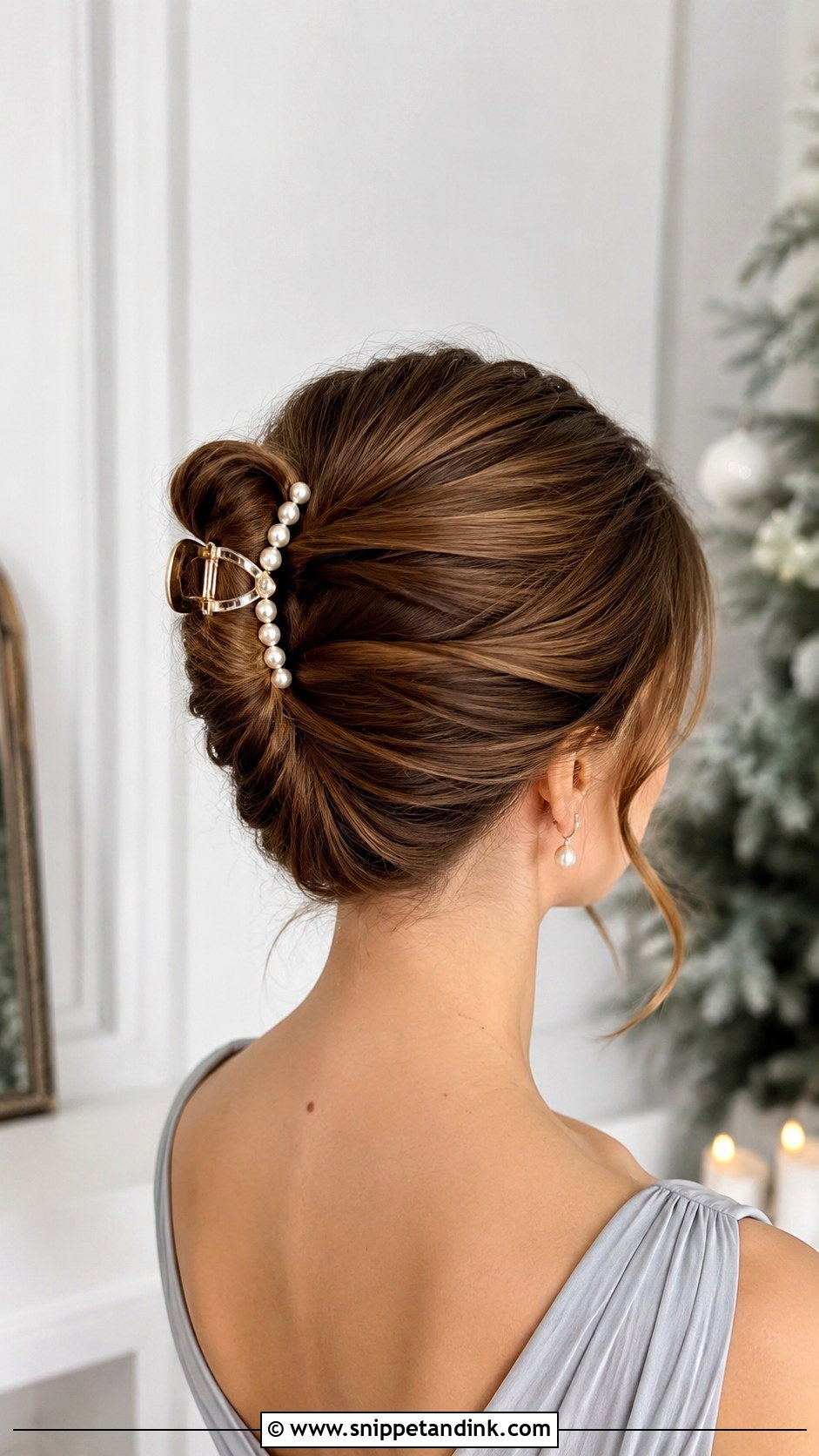 Winter Bridesmaid Claw Clip Updo - Snippet and Ink - 20 Winter Bridesmaid Hair Ideas