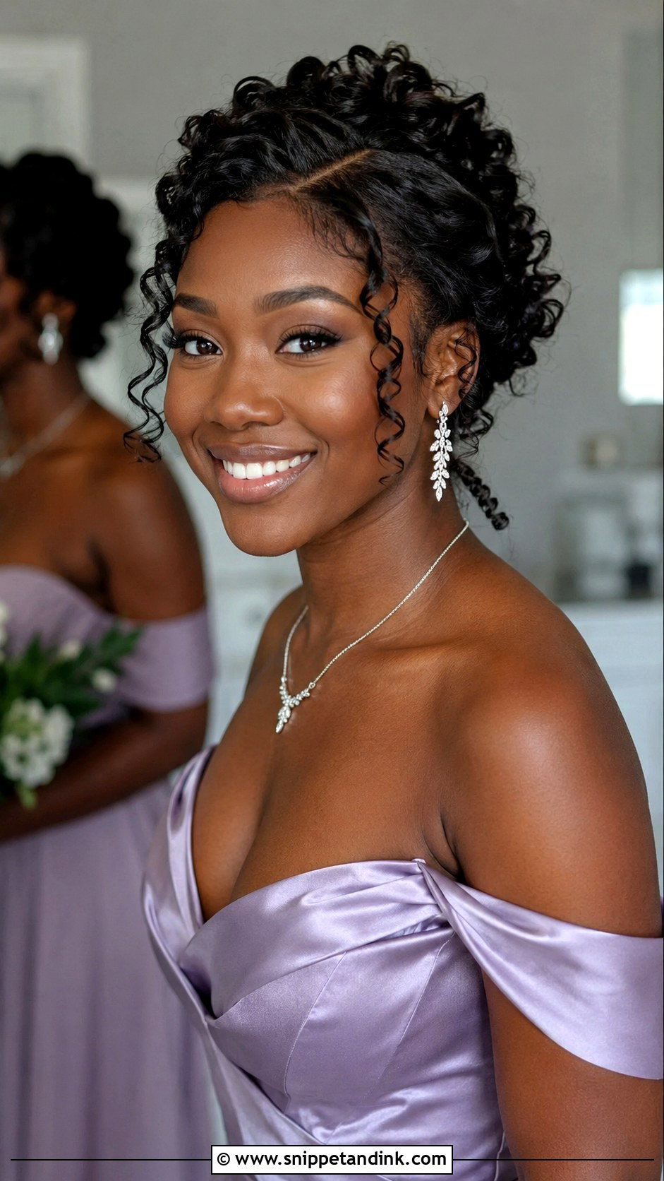 Winter Bridesmaid Curly Updo - Snippet and Ink - 20 Winter Bridesmaid Hair Ideas