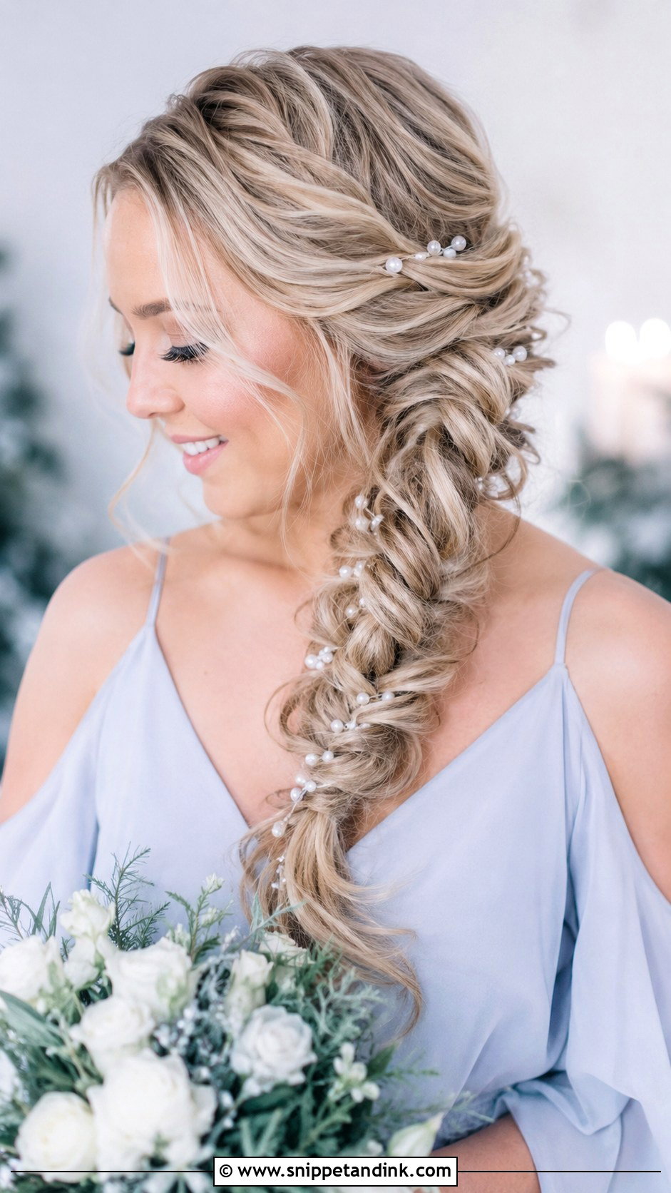Winter Bridesmaid Fishtail Braid - Snippet and Ink - 20 Winter Bridesmaid Hair Ideas