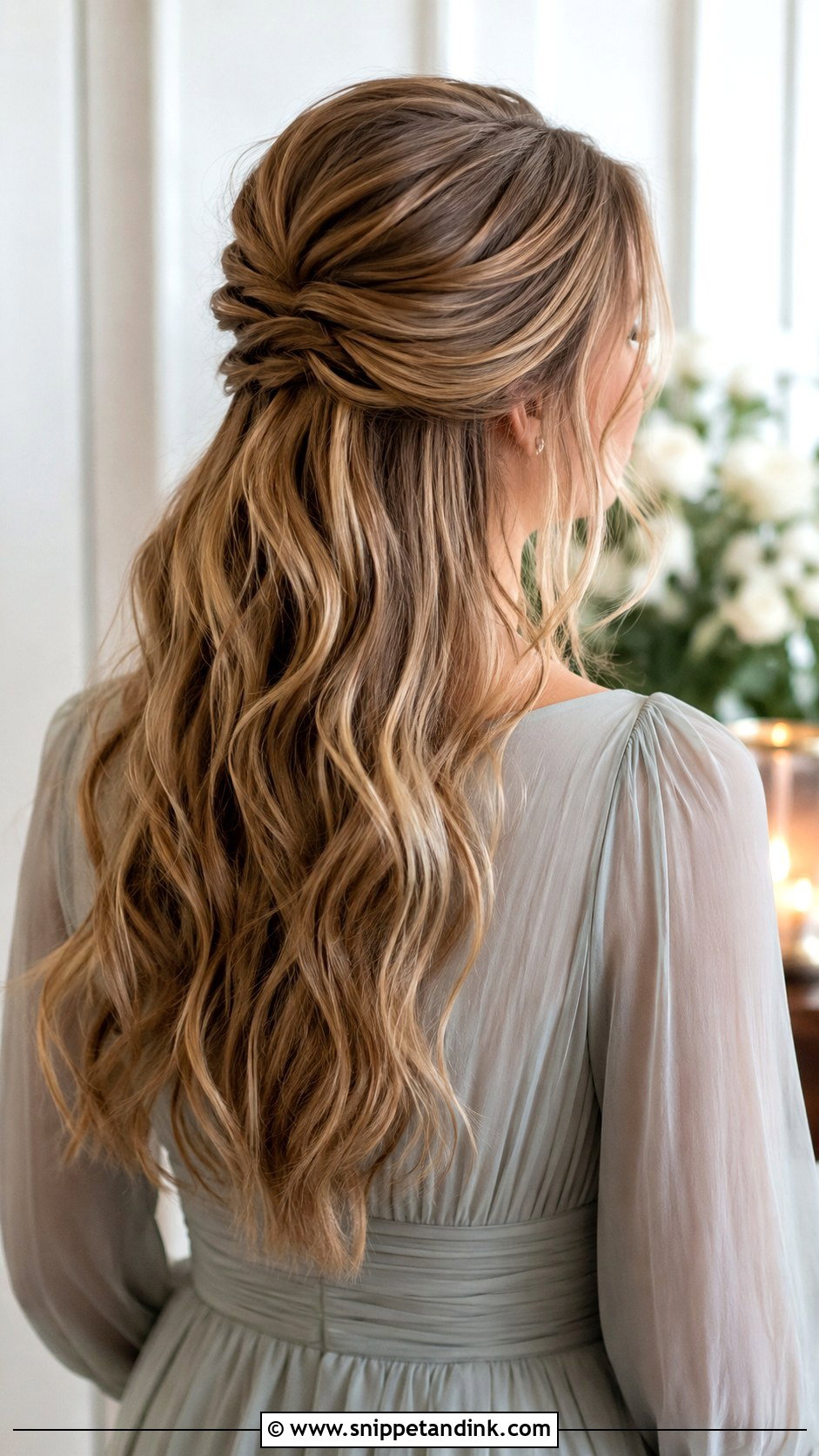 Winter Bridesmaid Half Up Half Down Hair - Snippet and Ink - 20 Winter Bridesmaid Hair Ideas