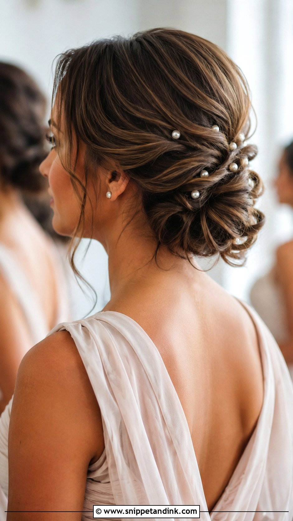 Winter Bridesmaid Pearl Pin Updo - Snippet and Ink - 20 Winter Bridesmaid Hair Ideas
