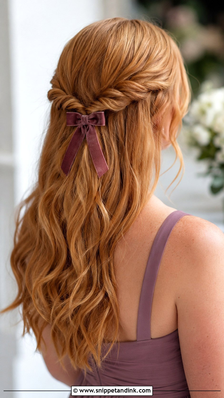 Winter Bridesmaid Twisted Half Up Hair - Snippet and Ink - 20 Winter Bridesmaid Hair Ideas