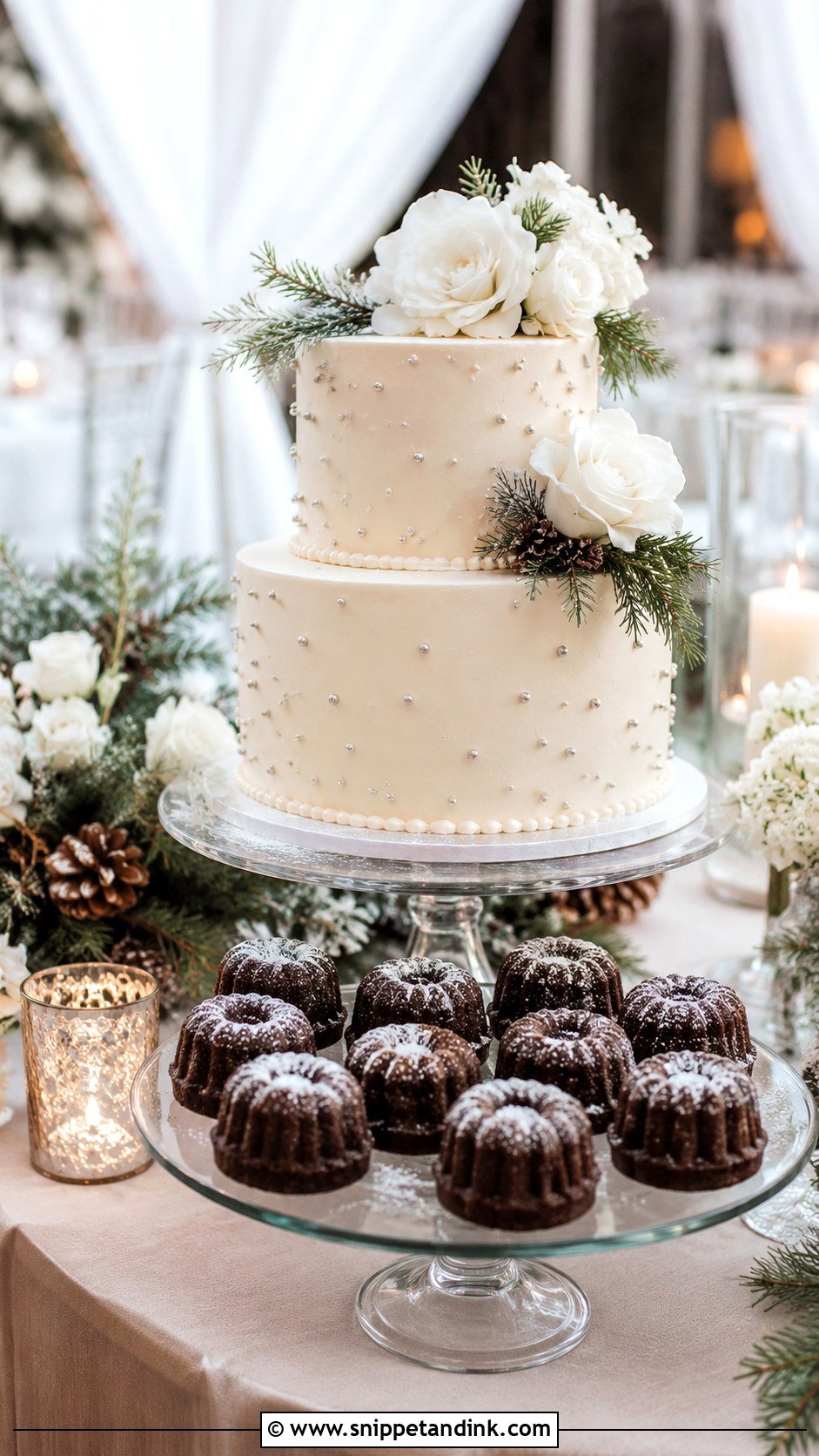 Winter Wedding Cake Station - Snippet and Ink - 20 Wedding Cake Station Ideas