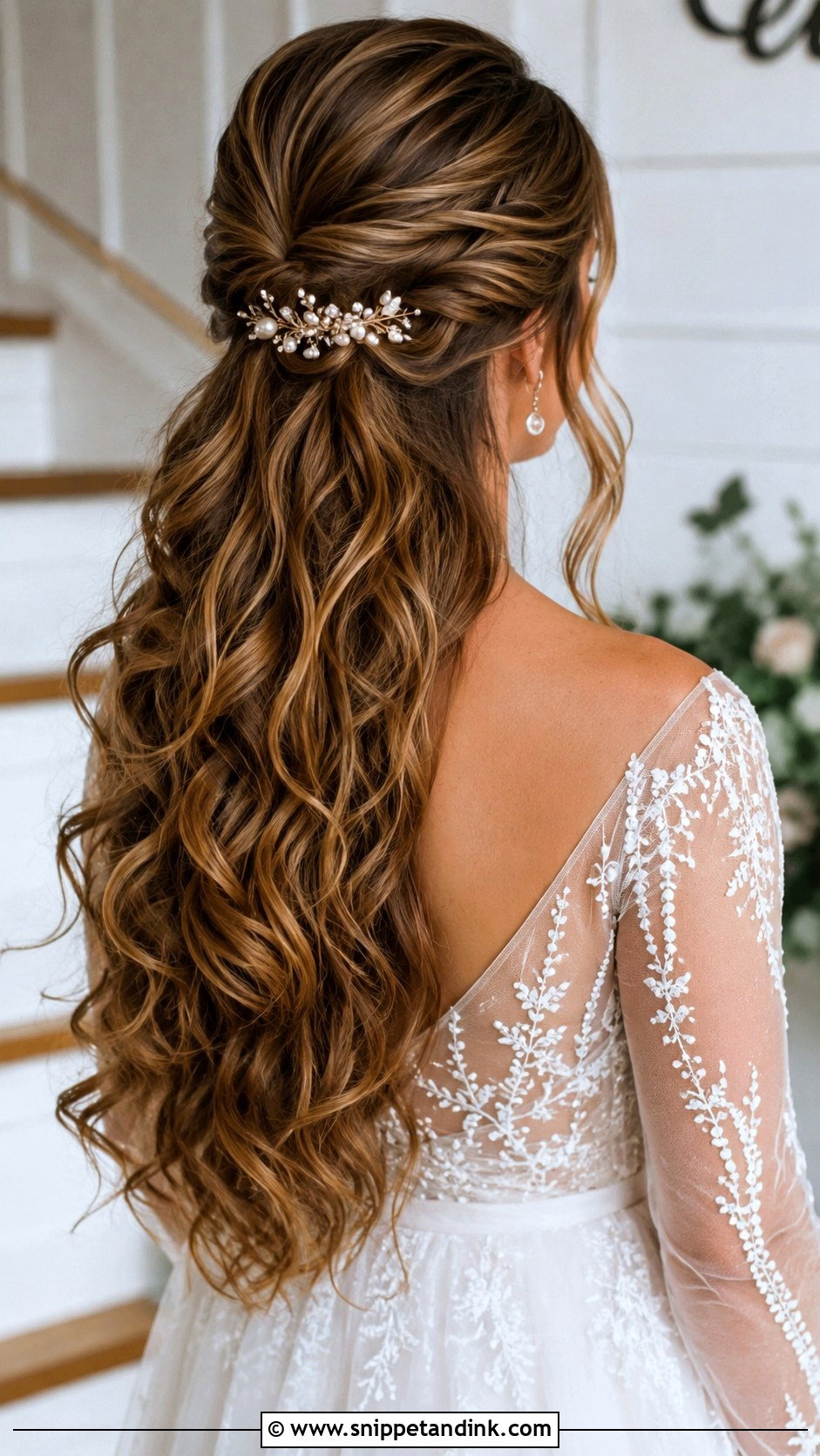 Winter Wedding Half Up Half Down Hair For Long Hair - Snippet and Ink - 15 Winter Wedding Hairstyles for Long Hair