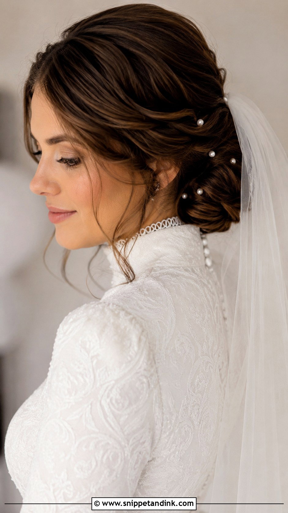 Winter Wedding Low Bun For Long Hair - Snippet and Ink - 15 Winter Wedding Hairstyles for Long Hair