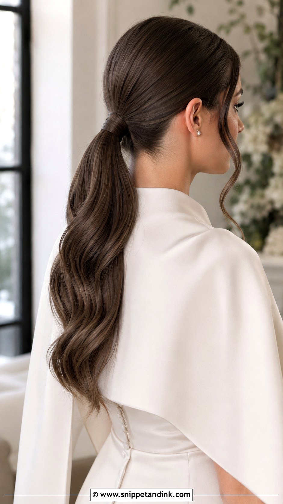 Winter Wedding Sleek Ponytail For Long Hair - Snippet and Ink - 15 Winter Wedding Hairstyles for Long Hair
