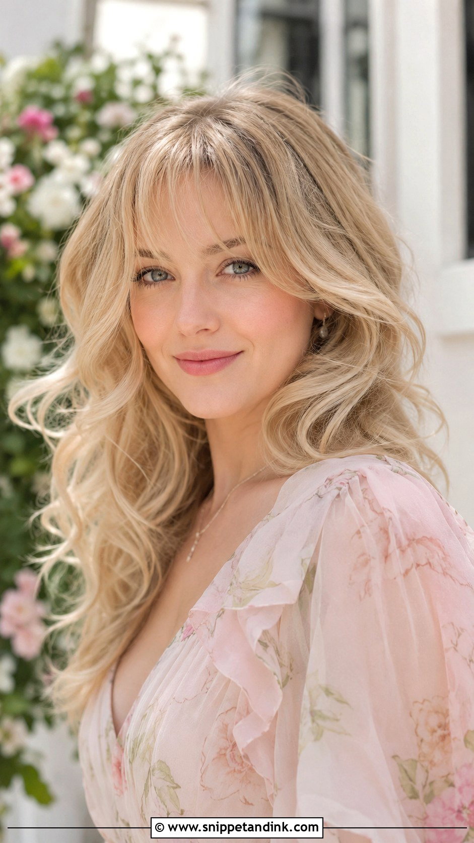 Wispy Bangs With Soft Curls - Snippet and Ink - 20 Wedding Guest Hairstyles Bangs
