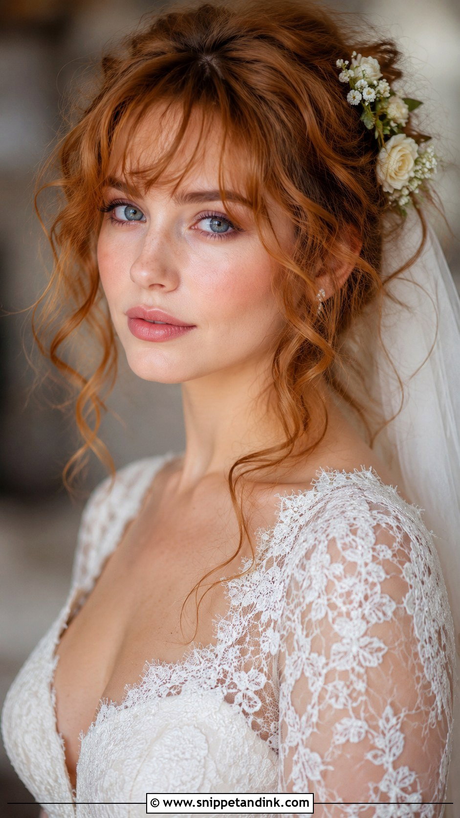 Wispy Bangs With Soft Curls - Snippet and Ink - 20 Brides with Bangs