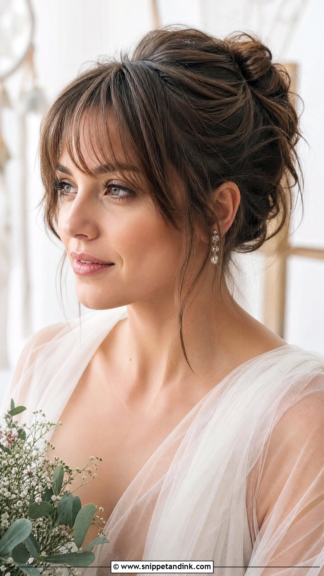 Wispy Bangs With Updo - Snippet and Ink - 20 Front Bridal Hairstyles