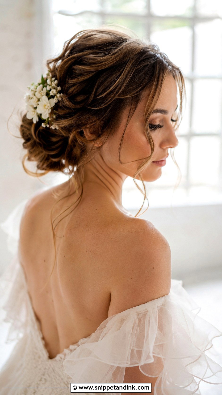 Wispy Updo With Face Framing Tendrils - Snippet and Ink - 25 Hairstyles for Short Hair for Wedding