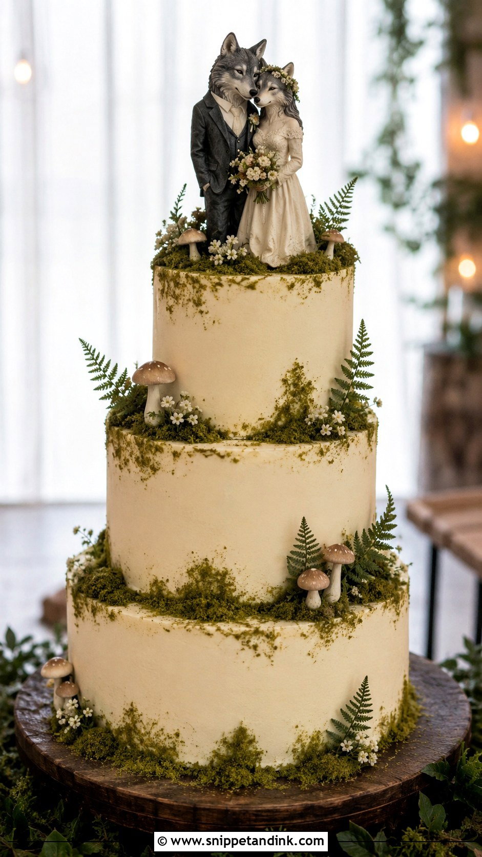 Wolf Wedding Cake With Moss Texture - Snippet and Ink - 20 Wolf Wedding Cake Ideas