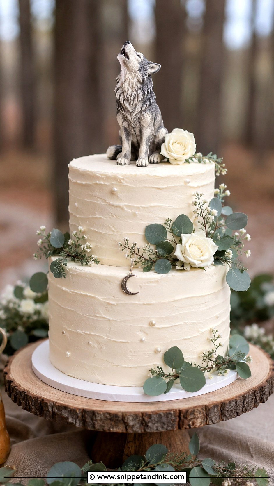 Wolf Wedding Cake With Simple Buttercream - Snippet and Ink - 20 Wolf Wedding Cake Ideas
