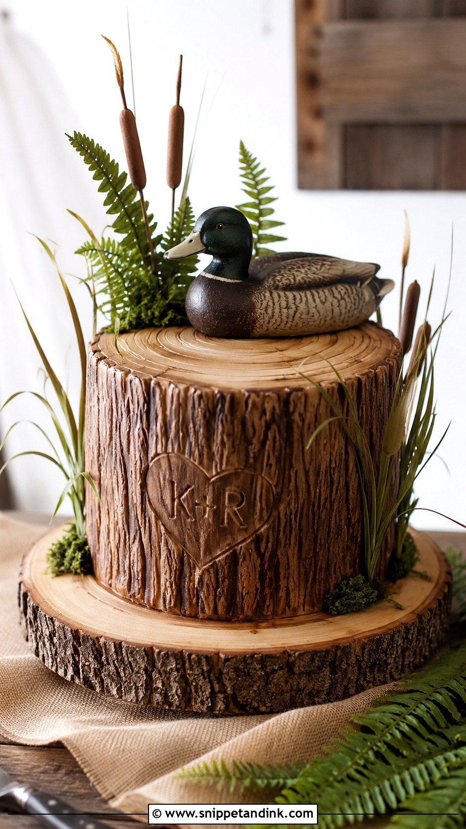 Wood Grain Wedding Cake - Snippet and Ink - 20 Duck Hunting Wedding Cake Ideas