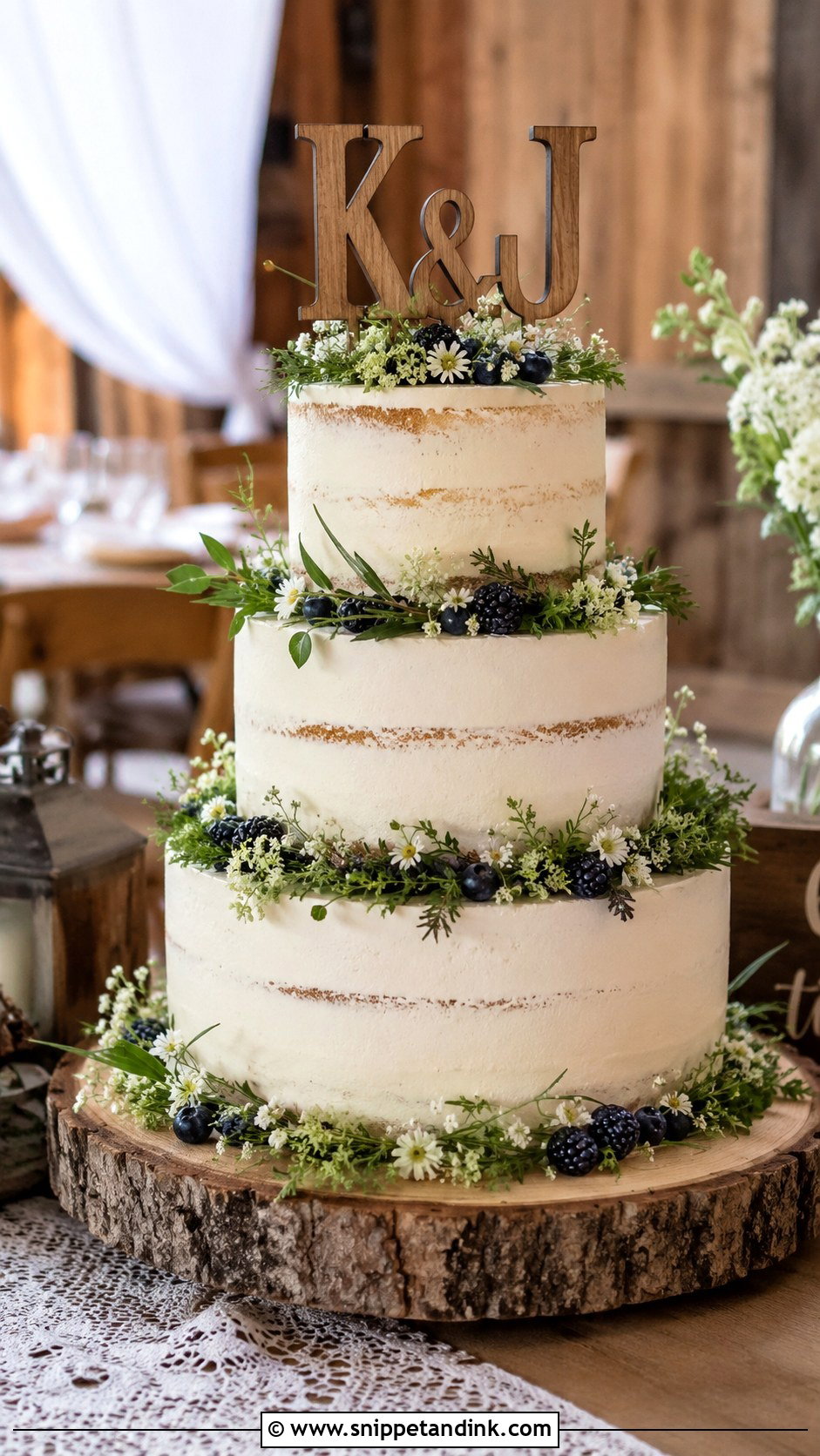 Wooden Initials Wedding Cake - Snippet and Ink - 25 Initials on Wedding Cake Ideas