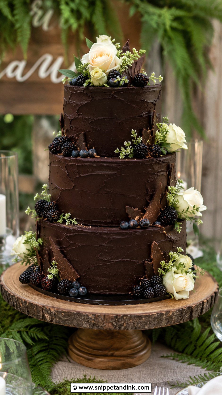 Woodland Chocolate Wedding Cake - Snippet and Ink - 20 Woodlands Cake Ideas for Wedding