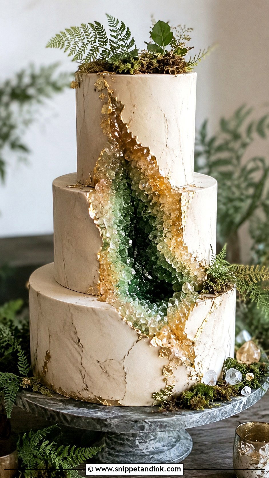 Woodland Geode Wedding Cake - Snippet and Ink - 20 Woodlands Cake Ideas for Wedding