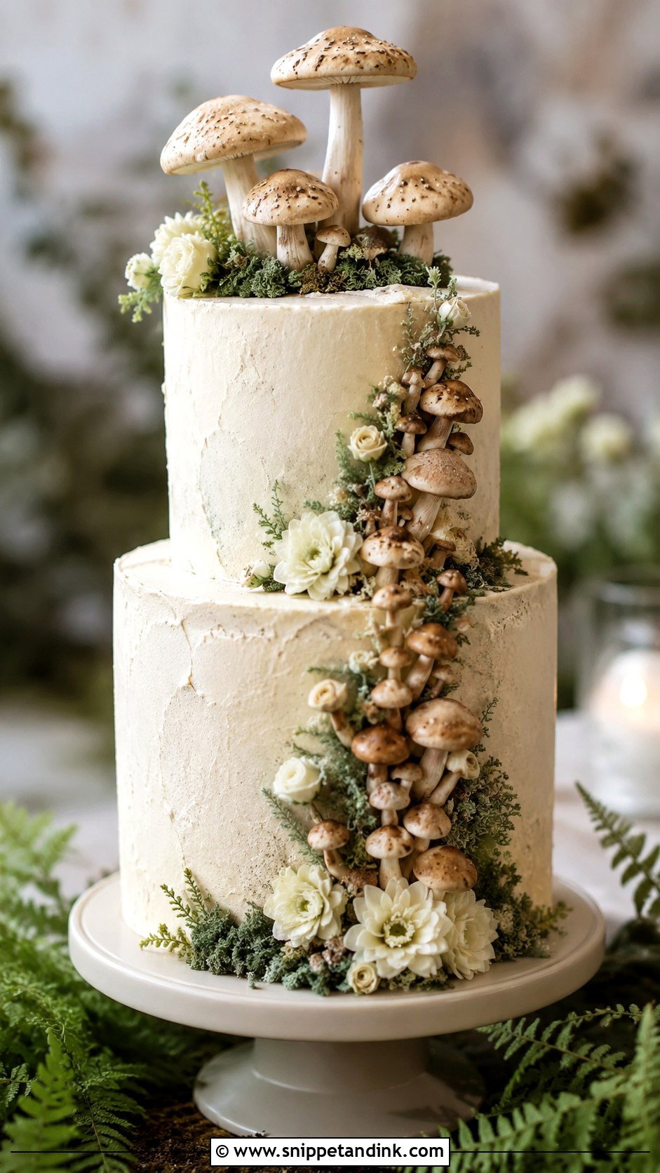 Woodland Mushroom Wedding Cake - Snippet and Ink - 20 Woodlands Cake Ideas for Wedding