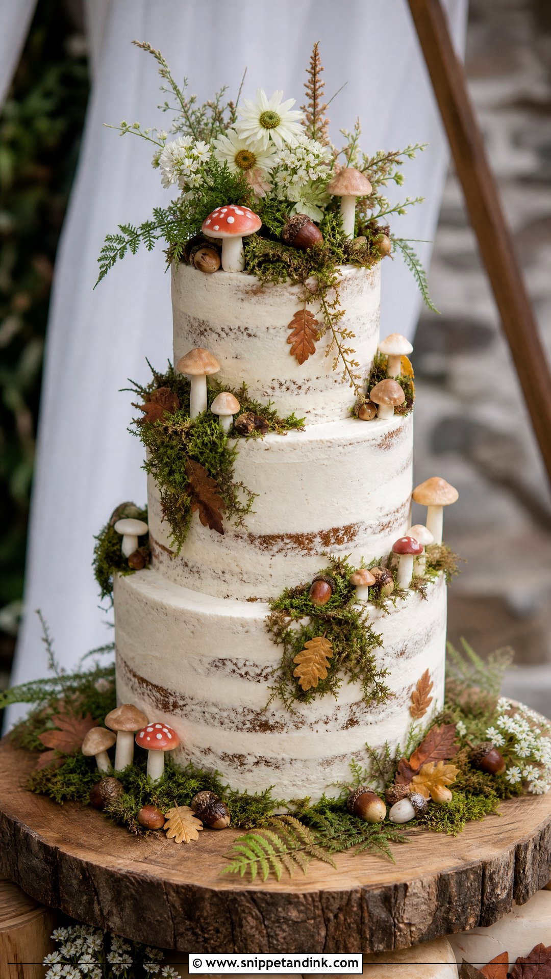 Woodland Mushroom Wedding Cake - Snippet and Ink - 30 Fantasy Cake Ideas for Wedding
