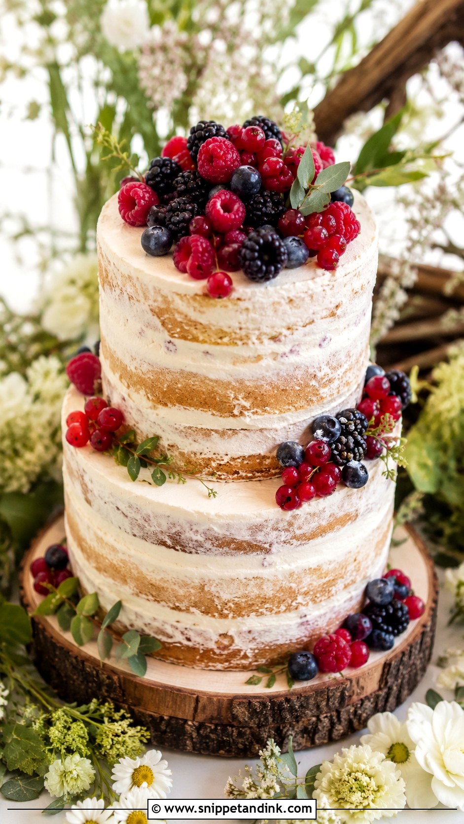 Woodland Wedding Cake With Berries - Snippet and Ink - 20 Woodland Themed Wedding Cake Ideas