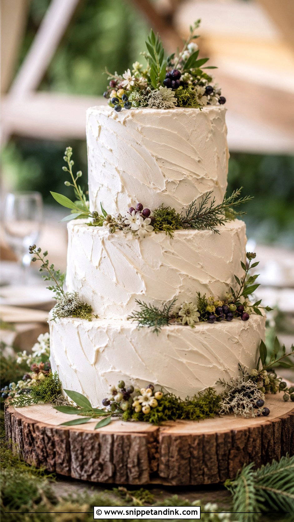 Woodland Wedding Cake With Buttercream Texture - Snippet and Ink - 20 Woodland Themed Wedding Cake Ideas