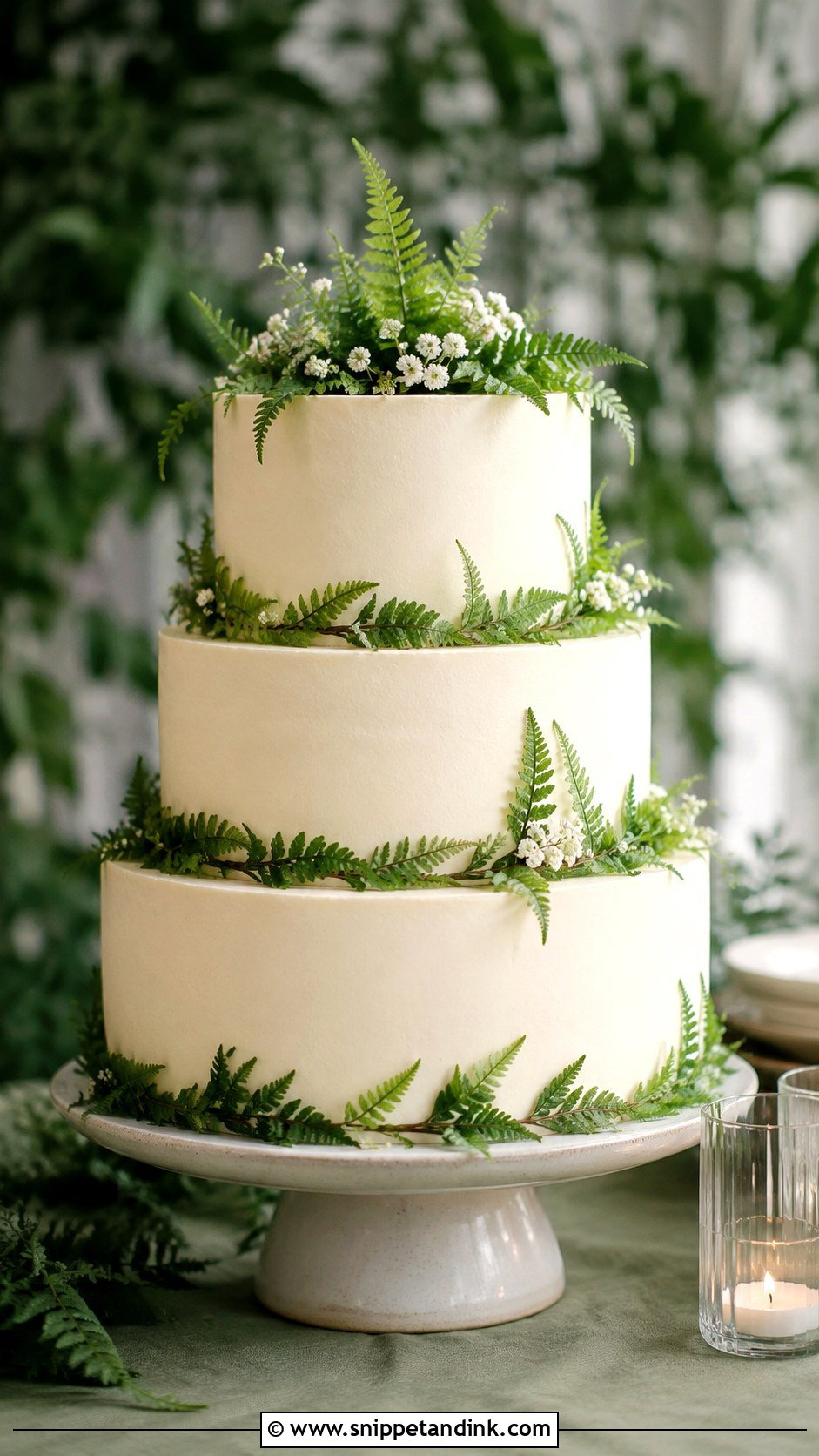 Woodland Wedding Cake With Ferns - Snippet and Ink - 20 Woodland Themed Wedding Cake Ideas