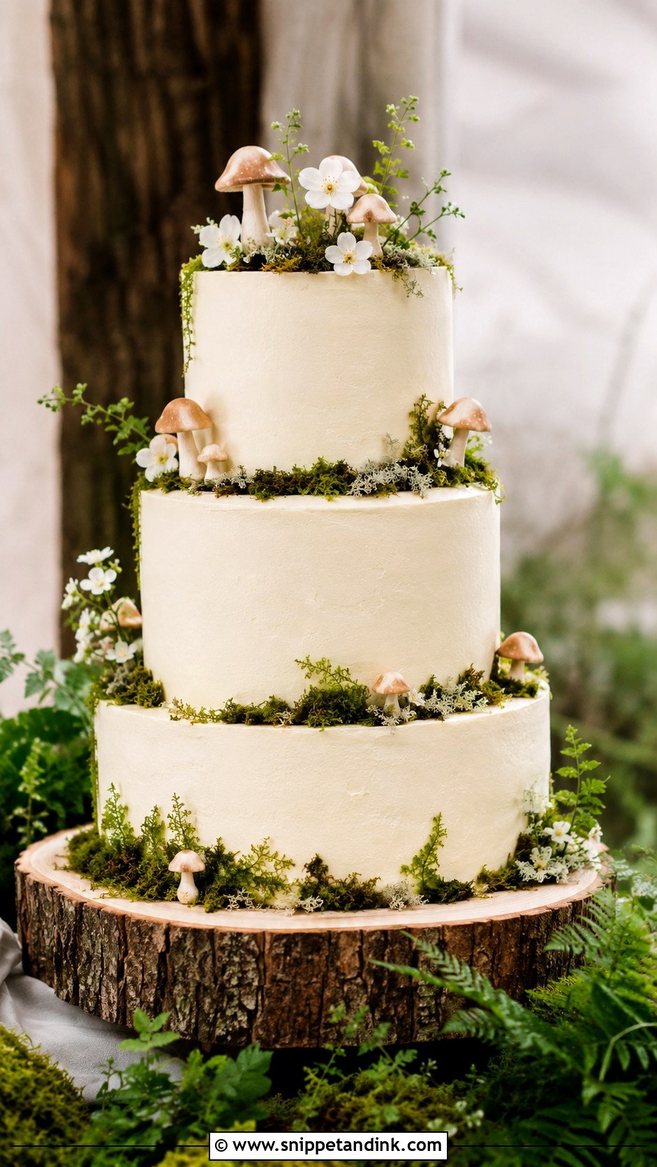 Woodland Wedding Cake With Moss - Snippet and Ink - 20 Woodland Themed Wedding Cake Ideas
