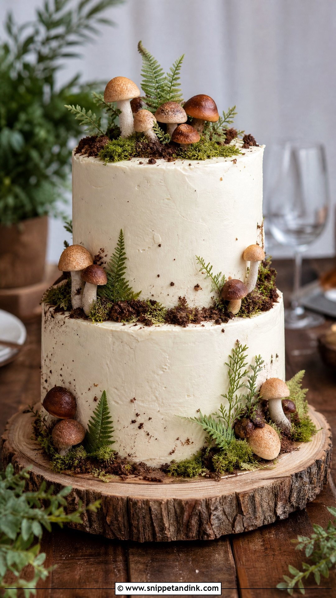 Woodland Wedding Cake With Mushrooms - Snippet and Ink - 25 Forest Theme Cake Ideas for Wedding