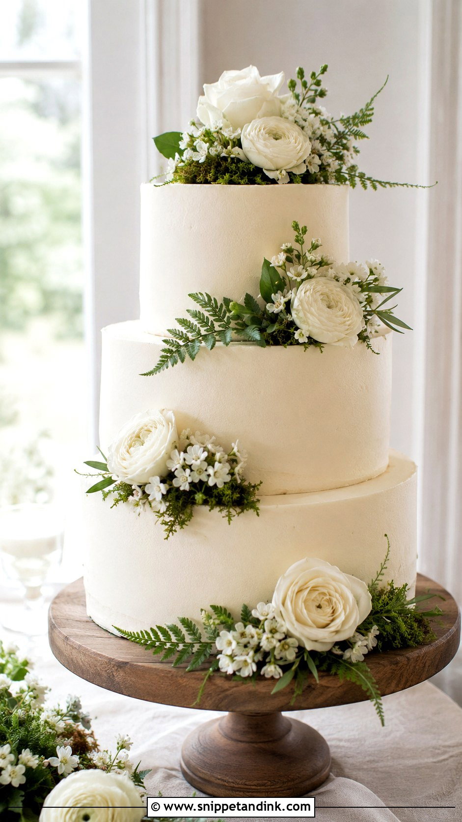 Woodland Wedding Cake With White Flowers - Snippet and Ink - 20 Woodland Themed Wedding Cake Ideas
