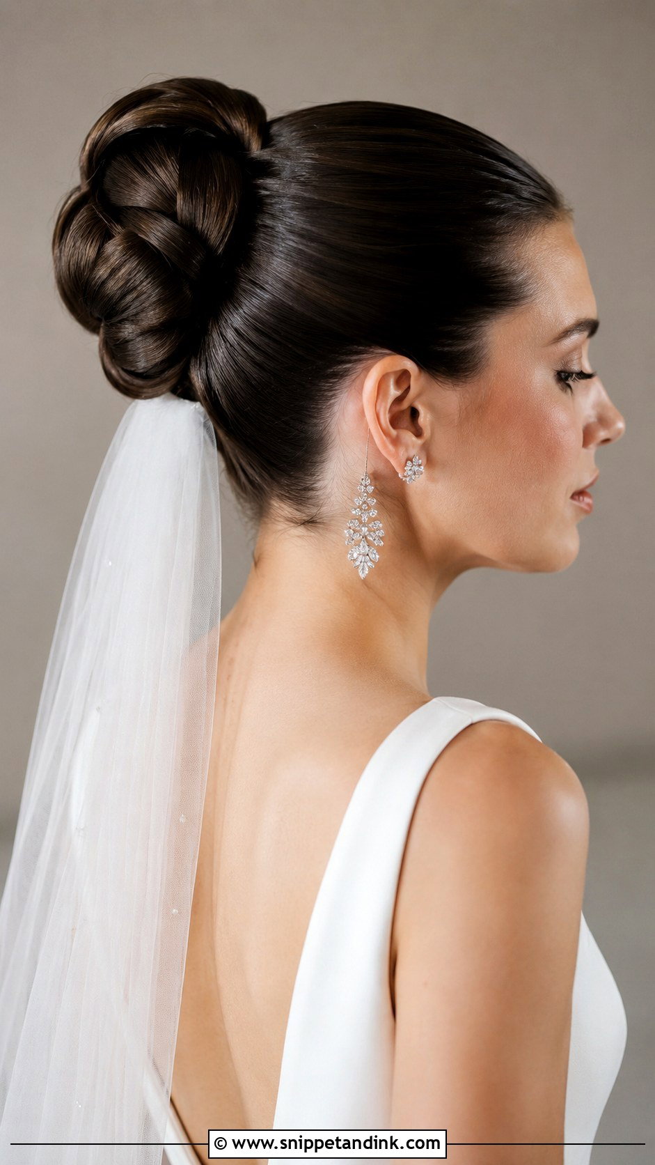 Wrapped Bun With Veil Below - Snippet and Ink - 25 Veil Under Updo Ideas