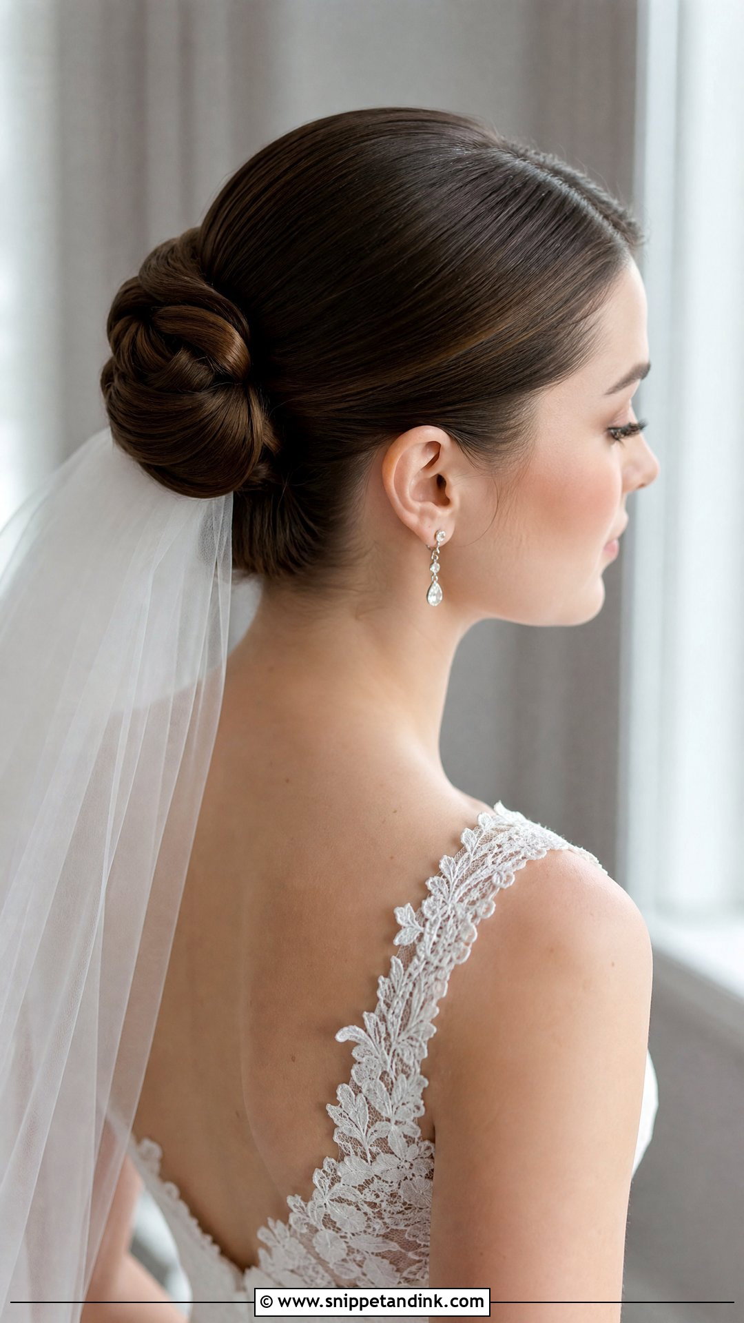 Wrapped Bun With Veil - Snippet and Ink - 20 Elegant Wedding Updos for Long Hair