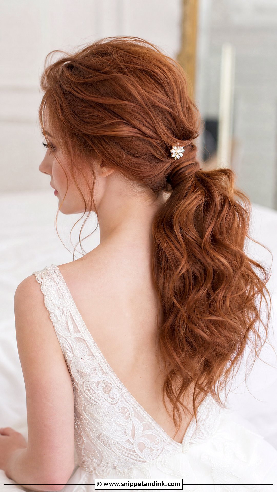 Wrapped Elastic Ponytail With Curls - Snippet and Ink - 20 Party Pony Wedding Hairstyle Ideas