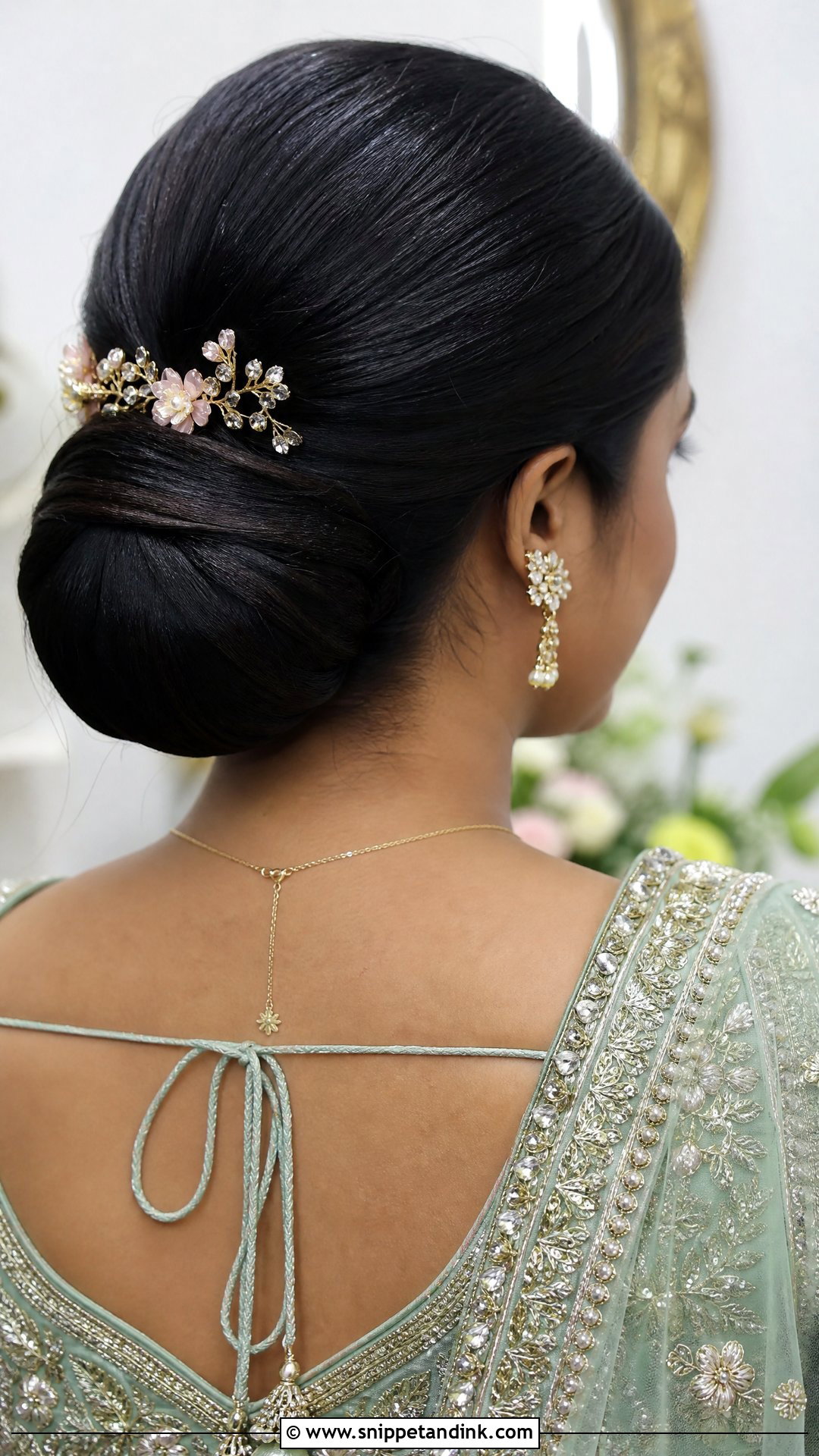 Wrapped Low Bun - Snippet and Ink - 20 Easy Indian Hairstyles for Wedding Guest