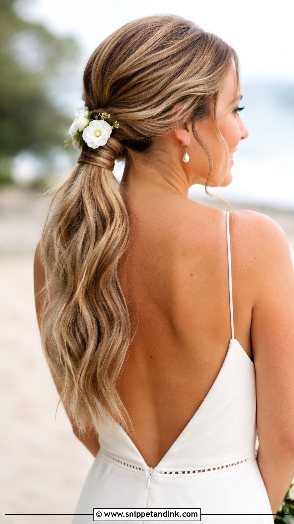 Wrapped Ponytail Updo - Snippet and Ink - 20 Beach Wedding Hair Updo Ideas