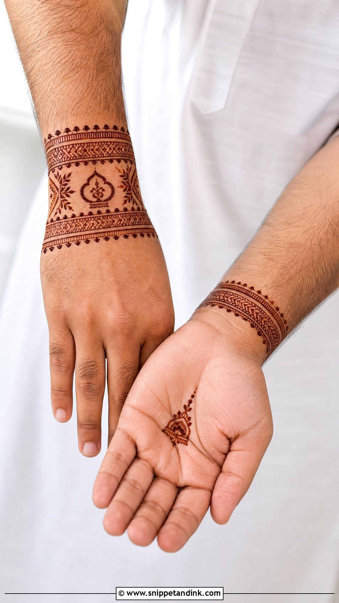 Wrist Band Groom Mehndi Design - Snippet and Ink - 20 Grooms Mehndi Design Ideas