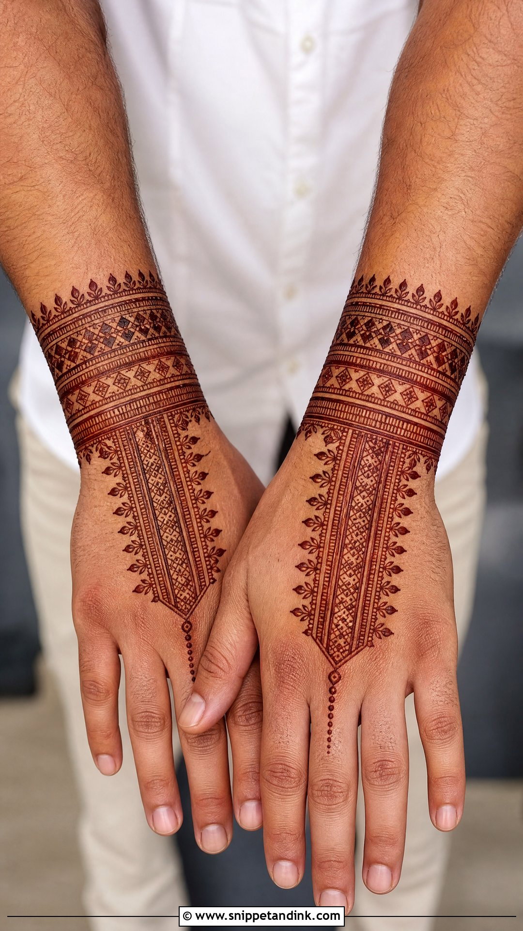 Wrist Band Men Mehndi Design - Snippet and Ink - 25 Men Mehndi Designs