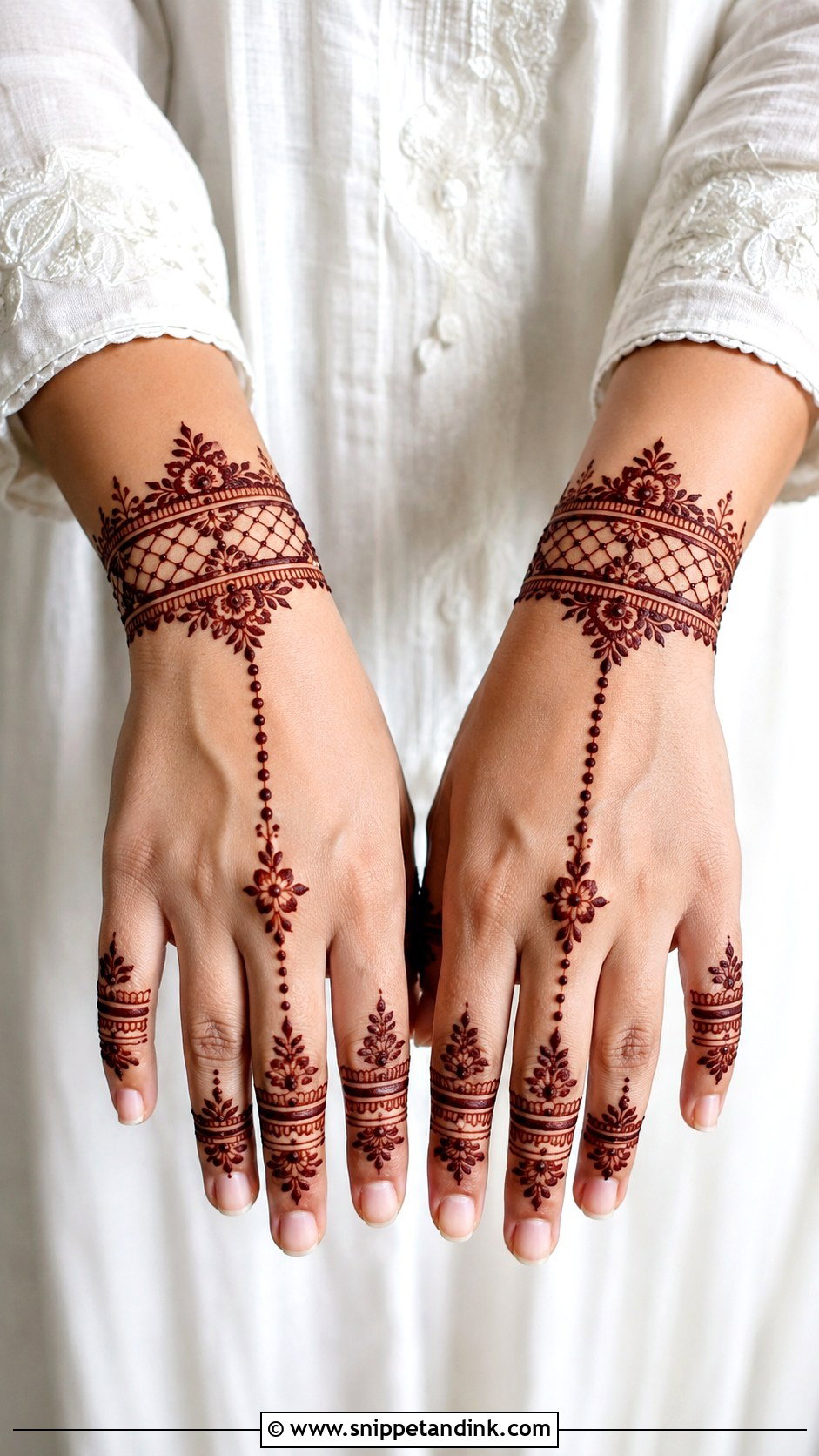 Wrist Cuff Back Hand Mehndi Design - Snippet and Ink - 30 Modern Minimal Back Hand Mehndi Designs