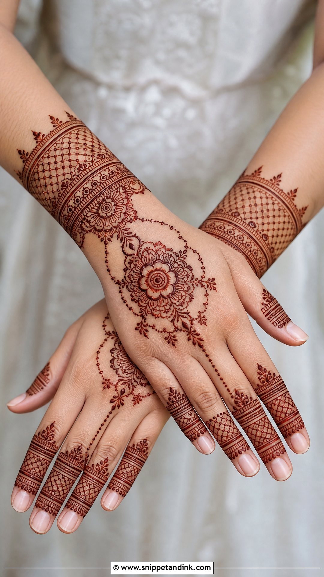 Wrist Cuff Bridal Back Hand Mehndi Design - Snippet and Ink - 25 New Bridal Back Hand Mehndi Designs