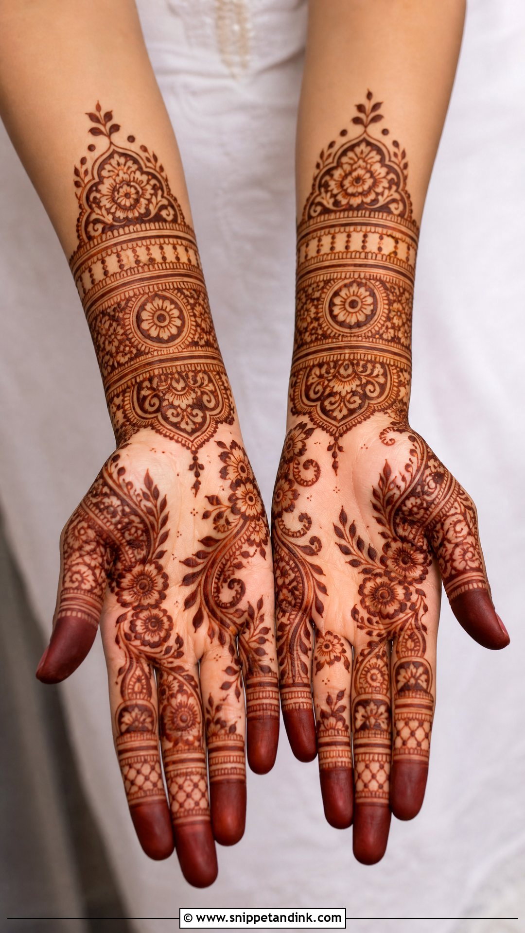 Wrist Cuff Bridal Front Hand Mehndi Design - Snippet and Ink - 25 Bridal Front Hand Mehndi Designs