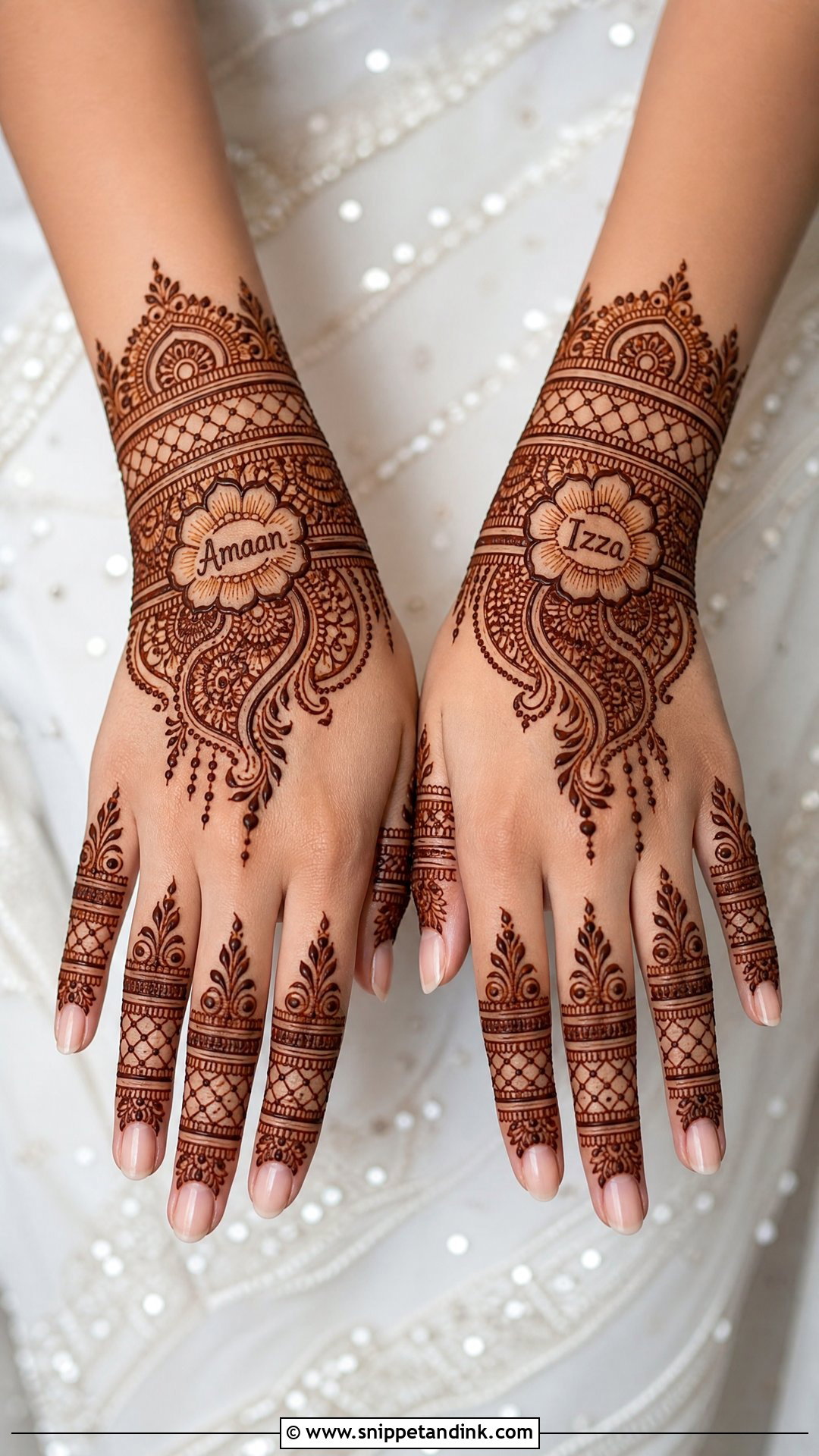Wrist Cuff Name Mehndi Design - Snippet and Ink - 20 Bridal Name Mehndi Designs