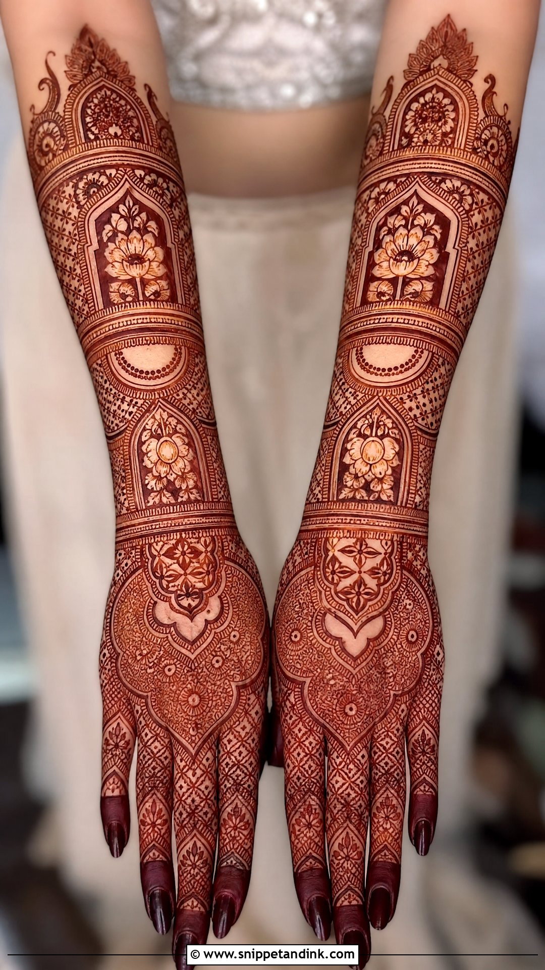 Wrist To Forearm Back Bridal Mehndi Design - Snippet and Ink - 25 Back Bridal Mehndi Designs