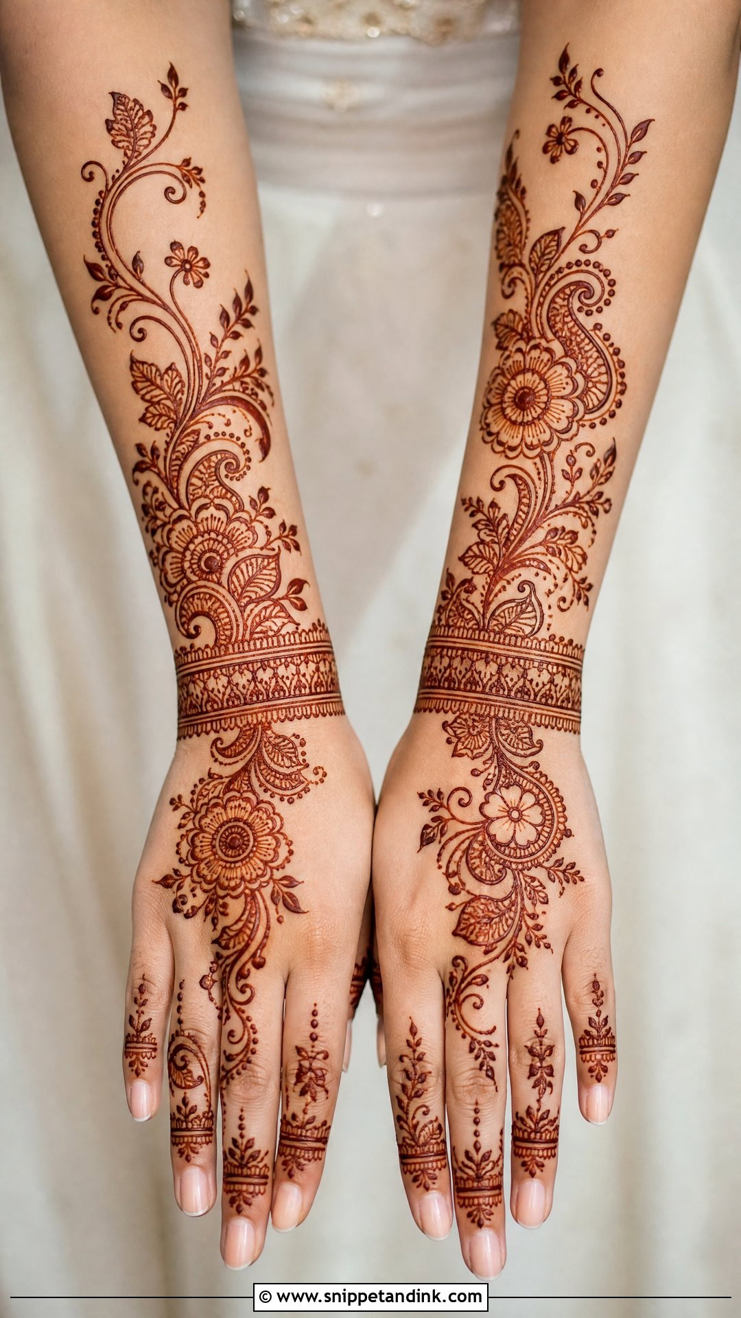 Wrist To Forearm Bridal Khafif Mehndi Design - Snippet and Ink - 20 Bridal Khafif Mehndi Designs